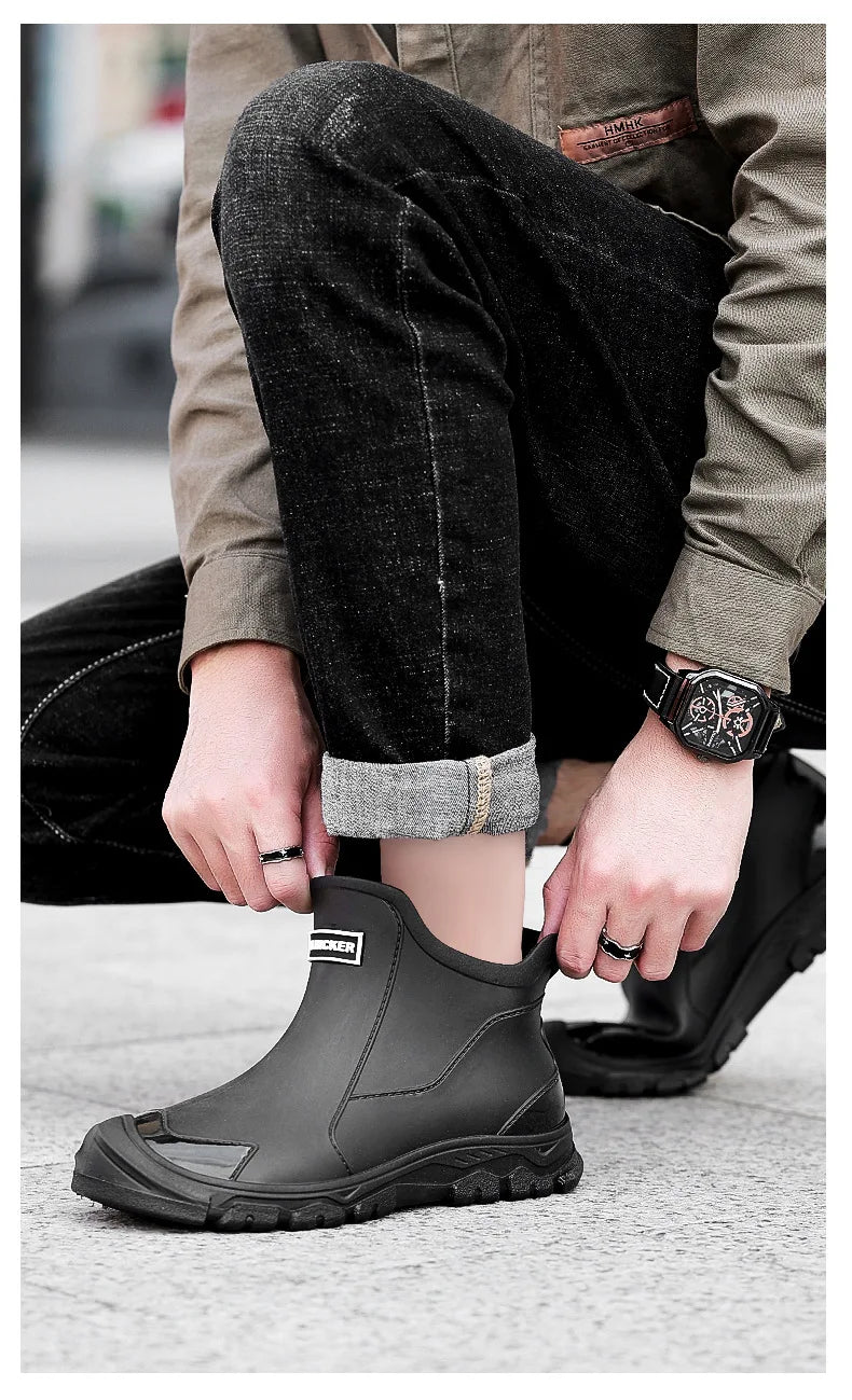 Men’s Waterproof Wear-Resistant Rubber Short Boots